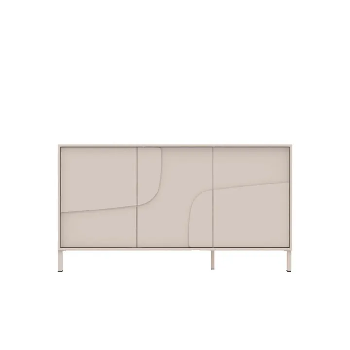 Madia 155x86h cm 3 ante design in rilievo con piedini beige cashmere Sonia
