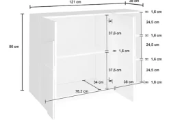 Madia 120x86h cm 2 ante e vani a giorno moderna grigio cemento Zenzero
