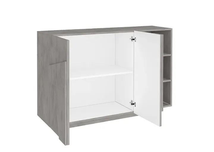 Madia 120x86h cm 2 ante e vani a giorno moderna grigio cemento Zenzero