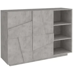 Madia 120x86h cm 2 ante e vani a giorno moderna grigio cemento Zenzero