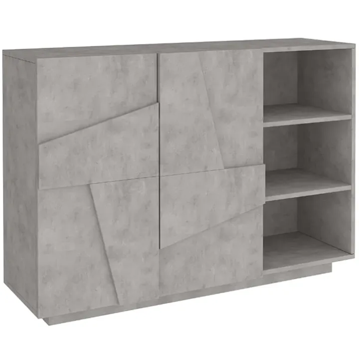 Madia 120x86h cm 2 ante e vani a giorno moderna grigio cemento Zenzero