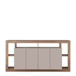 Madia 210x102h cm 4 ante e vani a vista beige cashmere rovere scuro Trilogy