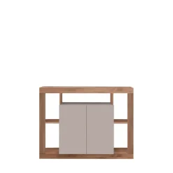 Madia 134x102h cm 2 ante e vani a vista beige cashmere rovere scuro Trilogy