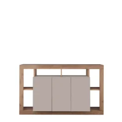 Madia 172x102h cm 3 ante e vani a vista beige cashmere rovere scuro Trilogy