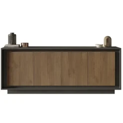 Madia 207x80h cm 4 ante moderna antracite rovere scuro Deluxe