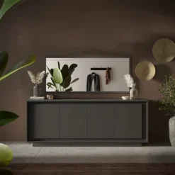 Madia 207x80h cm 4 ante moderna antracite Deluxe