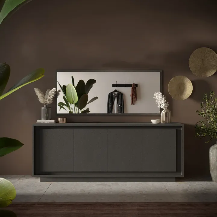 Madia 207x80h cm 4 ante moderna antracite Deluxe