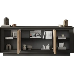 Madia 207x80h cm 4 ante moderna antracite rovere chiaro Deluxe