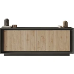 Madia 207x80h cm 4 ante moderna antracite rovere chiaro Deluxe