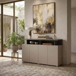 Madia 153x84h cm 4 ante moderna beige grigio Matt