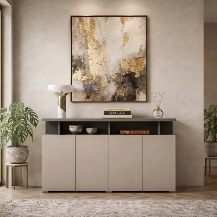 Madia 153x84h cm 4 ante moderna beige grigio Matt