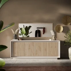 Madia 207x80h cm 4 ante moderna beige rovere chiaro Deluxe