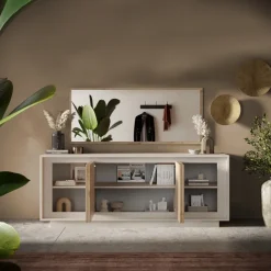 Madia 207x80h cm 4 ante moderna beige rovere chiaro Deluxe