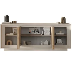 Madia 207x80h cm 4 ante moderna beige rovere chiaro Deluxe