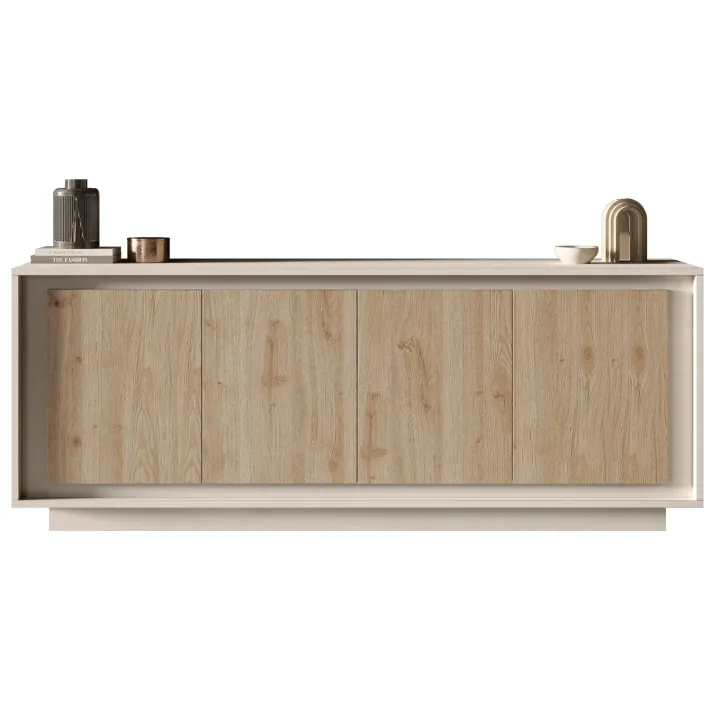 Madia 207x80h cm 4 ante moderna beige rovere chiaro Deluxe