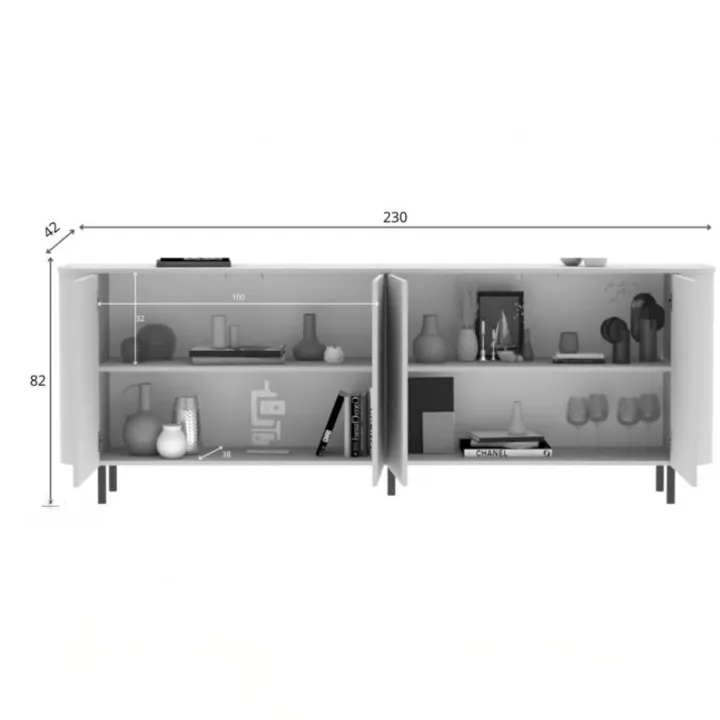 Madia 230x82h cm 4 ante moderna beige cashmere Lucrezia