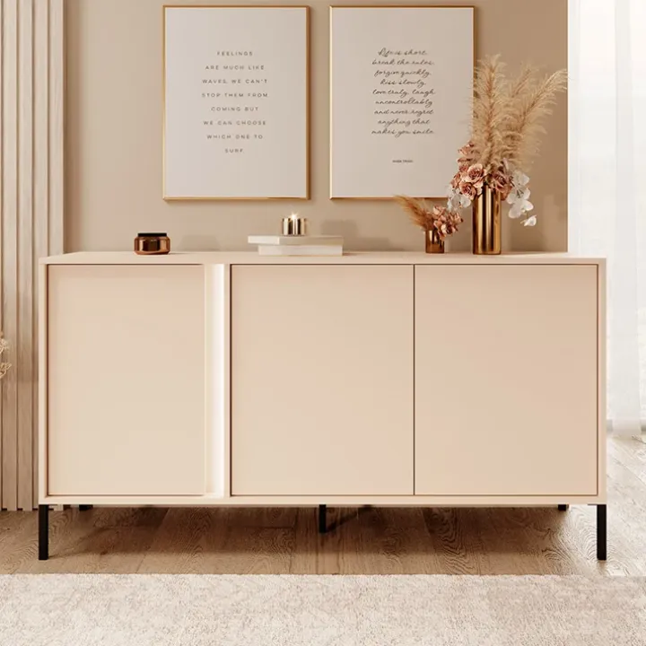 Madia 153x82h cm 3 ante moderna beige Melly