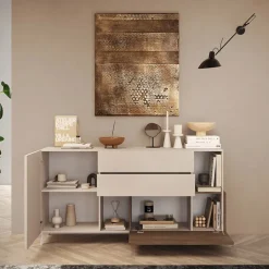 Madia 181x94h cm 2 ante moderna beige rovere scuro Witty