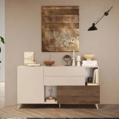 Madia 181x94h cm 2 ante moderna beige rovere scuro Witty