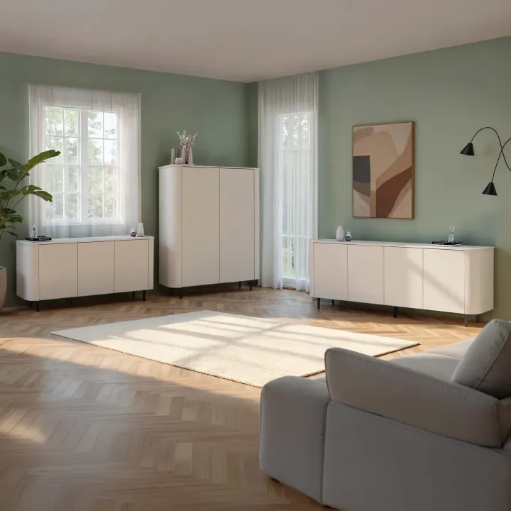 Madia 180x82h cm 3 ante moderna beige cashmere Lucrezia