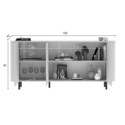 Madia 180x82h cm 3 ante moderna beige cashmere Lucrezia