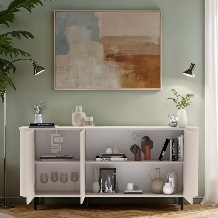 Madia 180x82h cm 3 ante moderna beige cashmere Lucrezia