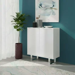 Madia 80x90h cm 2 ante moderna bianco opaco e lucido Kelli Gihome®
