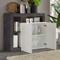 Madia 108x93h cm 2 ante moderna bianco lucido ossido Invictus