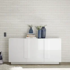 Madia 182x90h cm 3 ante moderna bianco laccato lucido Alvarez