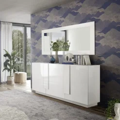 Madia 182x90h cm 3 ante moderna bianco laccato lucido Alvarez