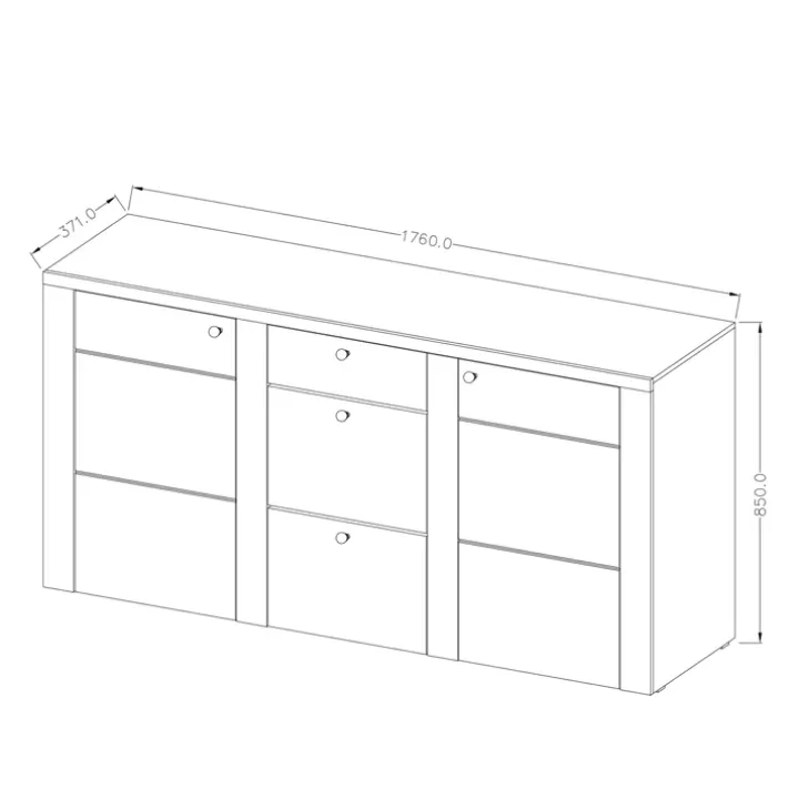 Madia 176x85h cm 2 ante moderna bianco frassinato rovere Paloma 2
