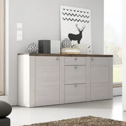 Madia 176x85h cm 2 ante moderna bianco frassinato rovere Paloma 2