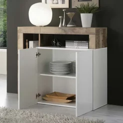 Madia 108x93h cm 2 ante moderna bianco lucido pero Invictus