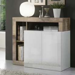 Madia 108x93h cm 2 ante moderna bianco lucido pero Invictus