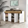 Madia 200x87h cm 4 ante moderna bianco lucido quercia Shan