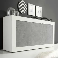 Madia 160x86h cm 3 ante moderna bianco lucido cemento Eternity