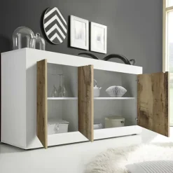Madia 160x86h cm 3 ante moderna bianco lucido pero Eternity