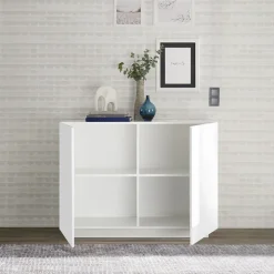 Madia 120x90h cm 2 ante moderna bianco laccato lucido Alvarez