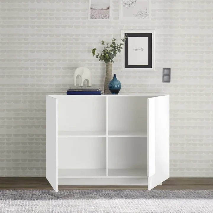 Madia 120x90h cm 2 ante moderna bianco laccato lucido Alvarez