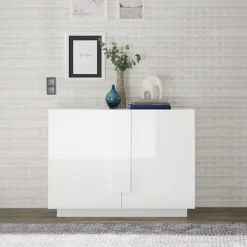 Madia 120x90h cm 2 ante moderna bianco laccato lucido Alvarez