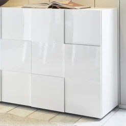 Madia 181x84h cm 3 ante moderna bianco laccato lucido Obsession