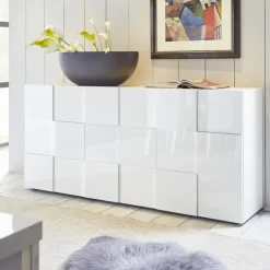 Madia 181x84h cm 3 ante moderna bianco laccato lucido Obsession