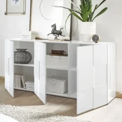 Madia 181x84h cm 3 ante moderna bianco laccato lucido Obsession