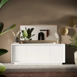 Madia 207x80h cm 4 ante moderna bianco opaco Deluxe