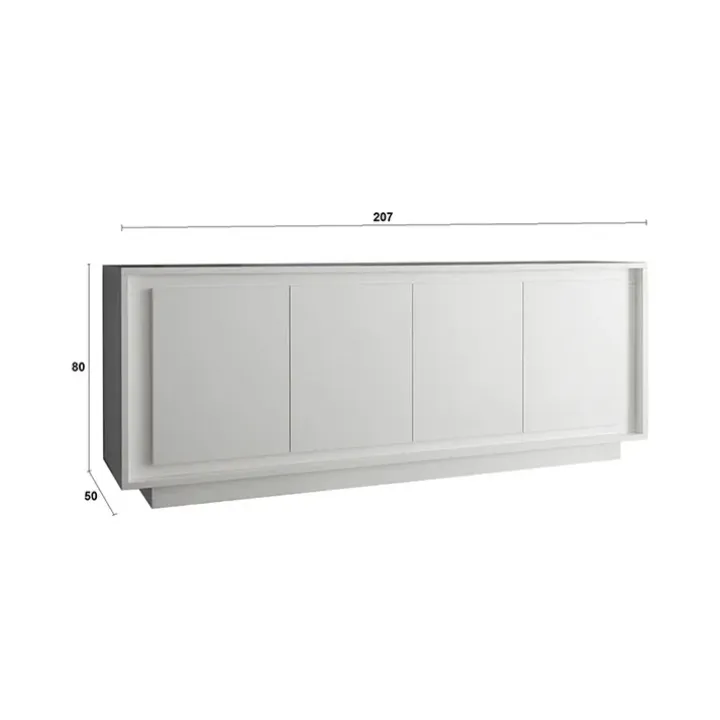 Madia 207x80h cm 4 ante moderna bianco opaco Deluxe