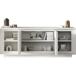 Madia 207x80h cm 4 ante moderna bianco opaco Deluxe