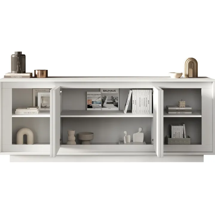 Madia 207x80h cm 4 ante moderna bianco opaco Deluxe