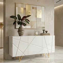 Madia 160x76h cm 3 ante moderna bianco lucido Kalmar