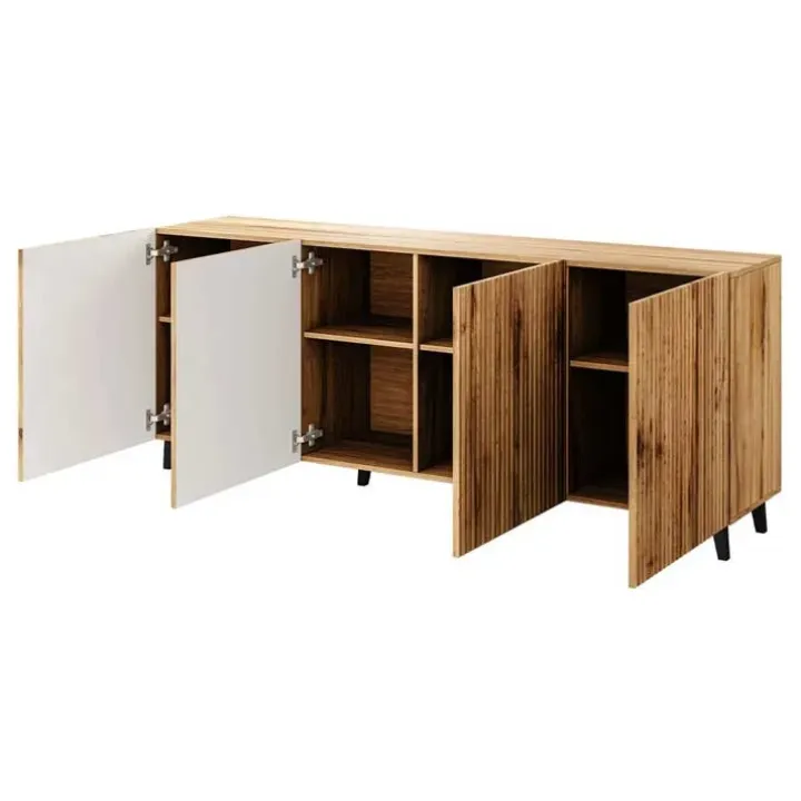 Madia 201x82h cm 4 ante moderna cannettato quercia Essence