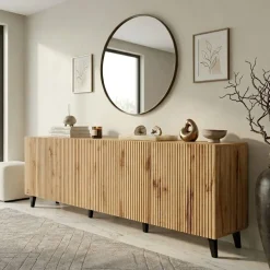 Madia 201x82h cm 4 ante moderna cannettato quercia Essence